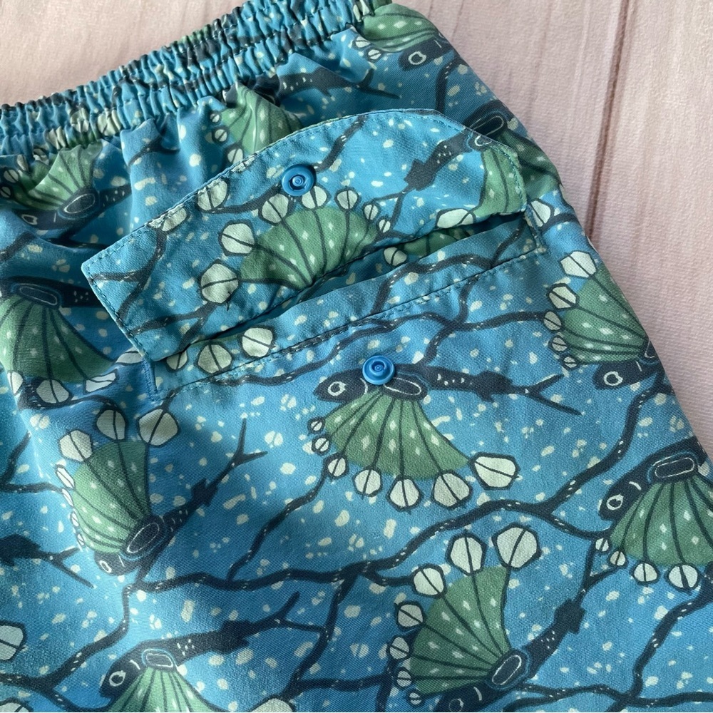 Patagonia Baggies Swim Shorts Mens S Blue 4.5” Long Hexy Fish Radar Active Lined - Picture 7 of 13